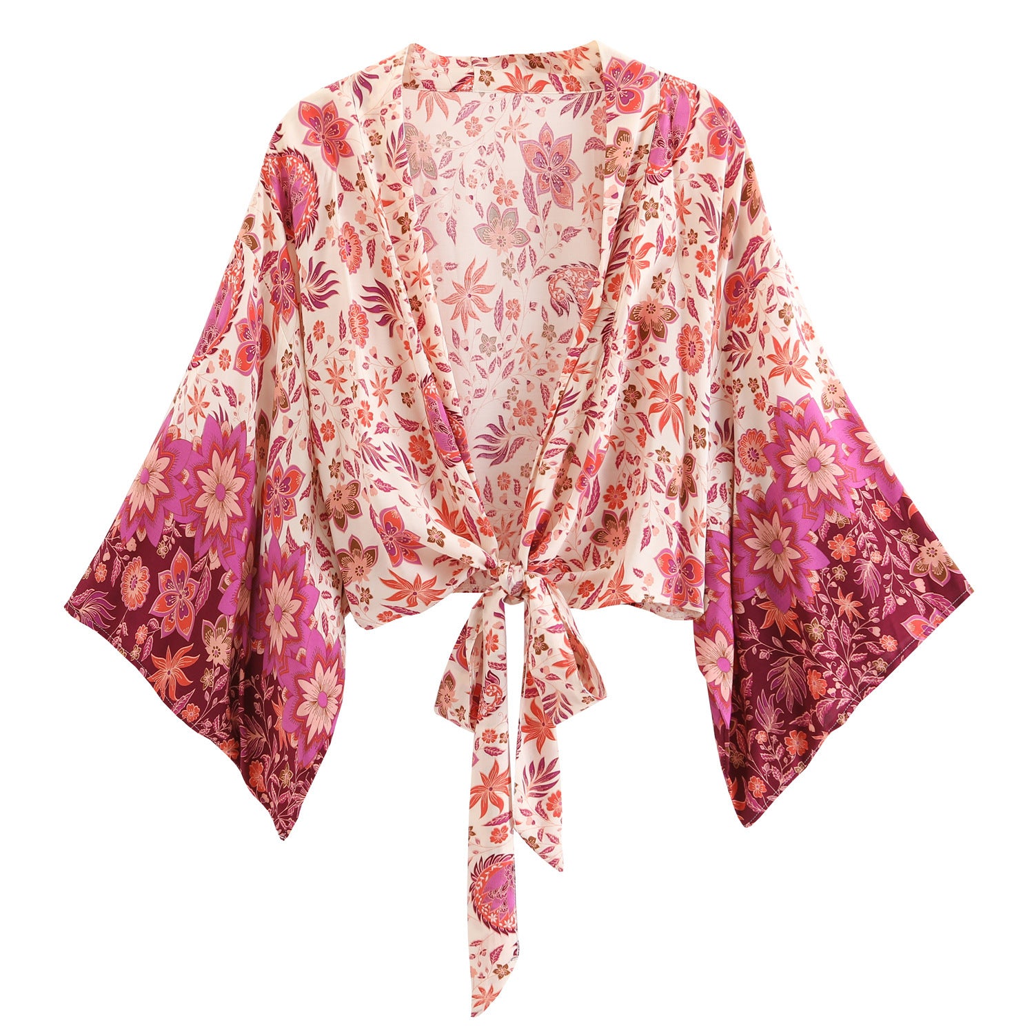 Fashion Print Collar Batwing Sleeve Bohemian Blouses