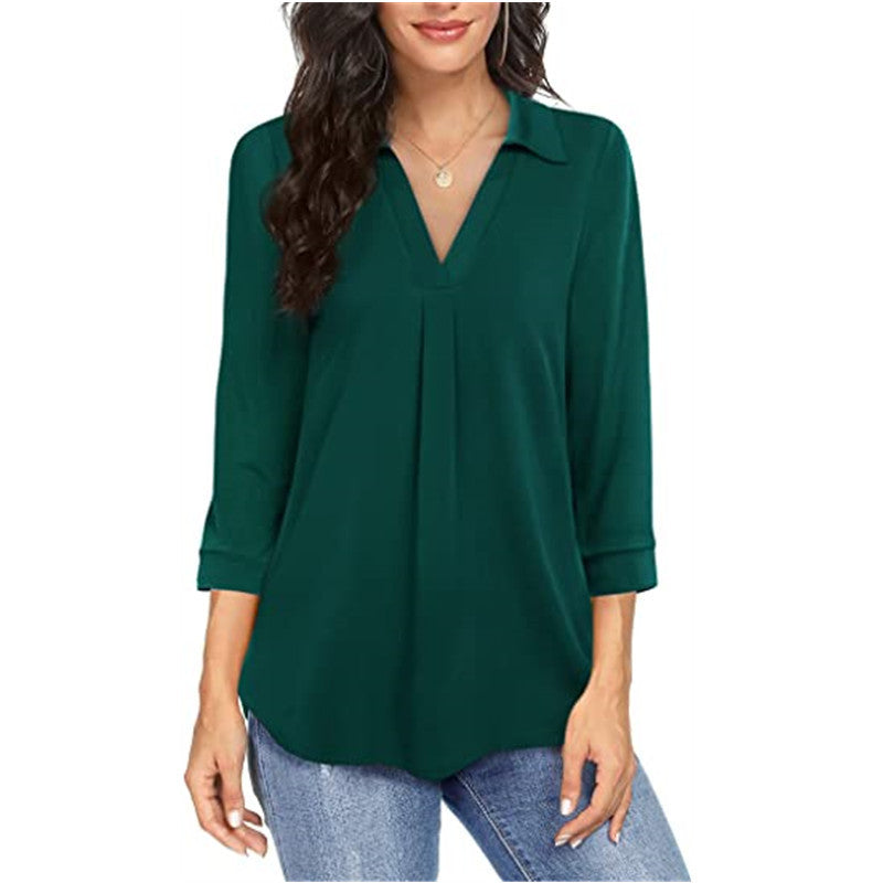 Women's Chiffon Stitching Solid Color And Sleeve Blouses