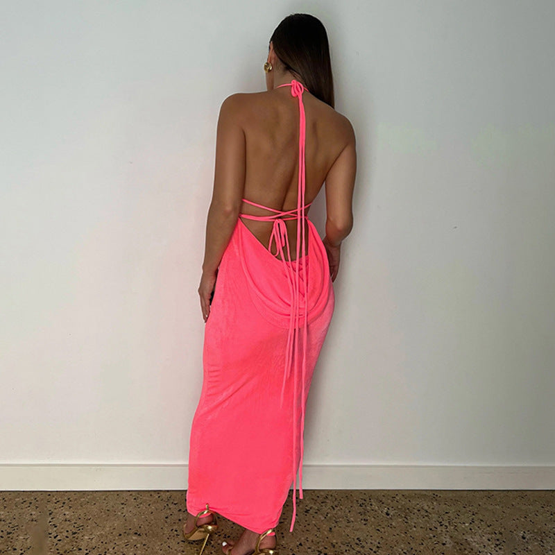 Sexy Backless Lace Up Long Dress Dresses