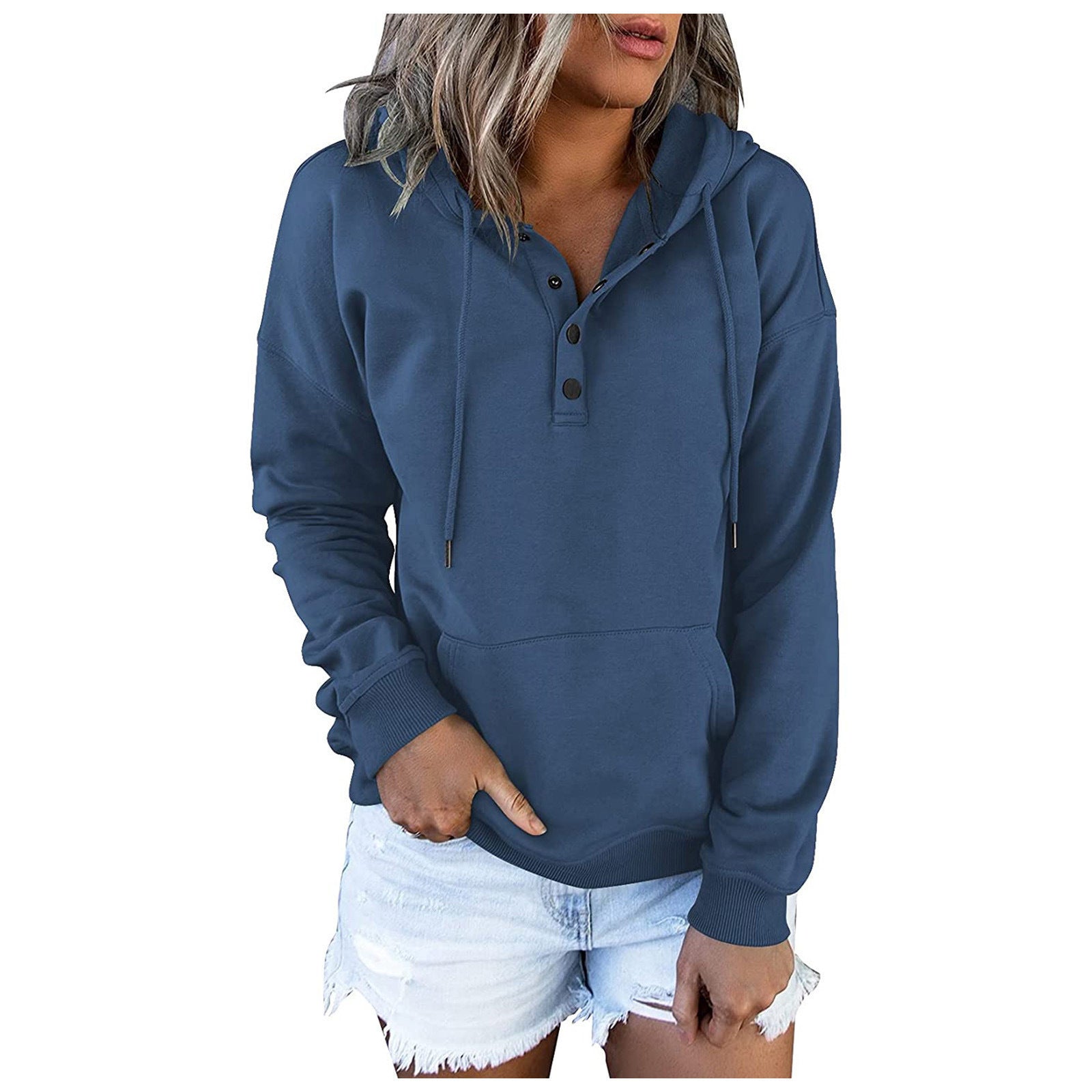 Women's Long Sleeve Loose Casual Hooded Drawstring Sweaters