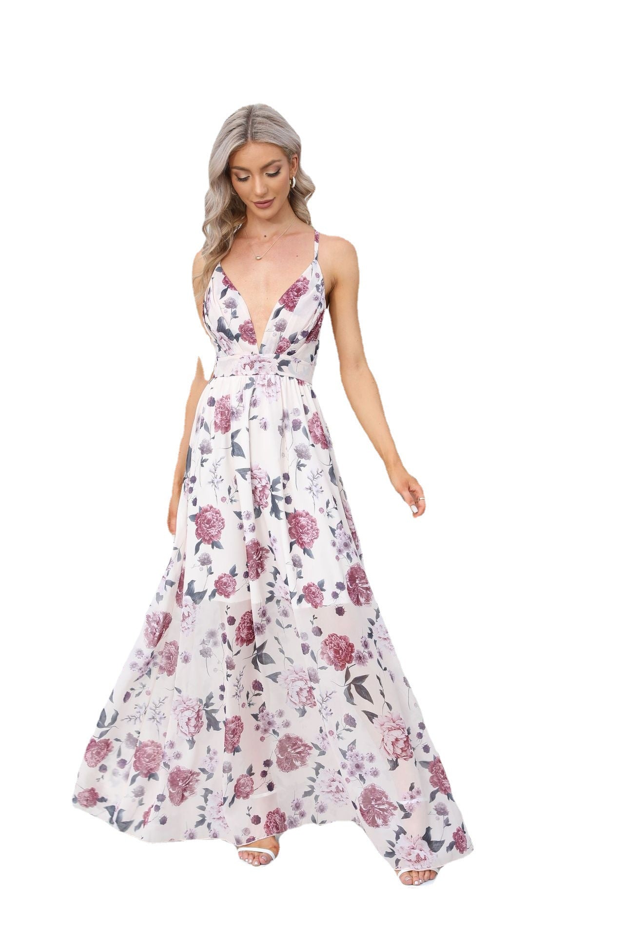 Women's Pink Printed Sexy Direct Wholesale High-end Dresses