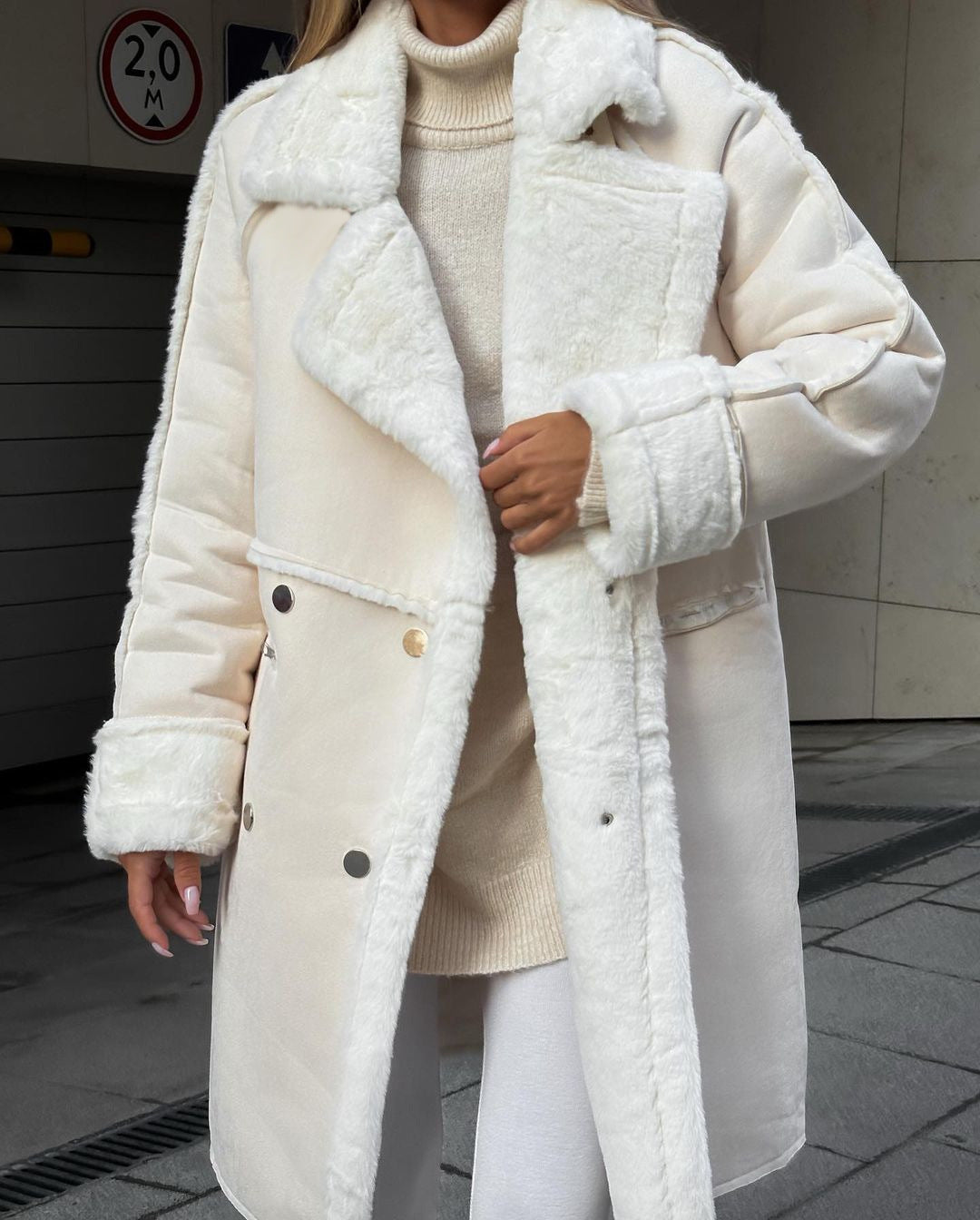 Winter Fur Suede Collar Long Sleeve Coats