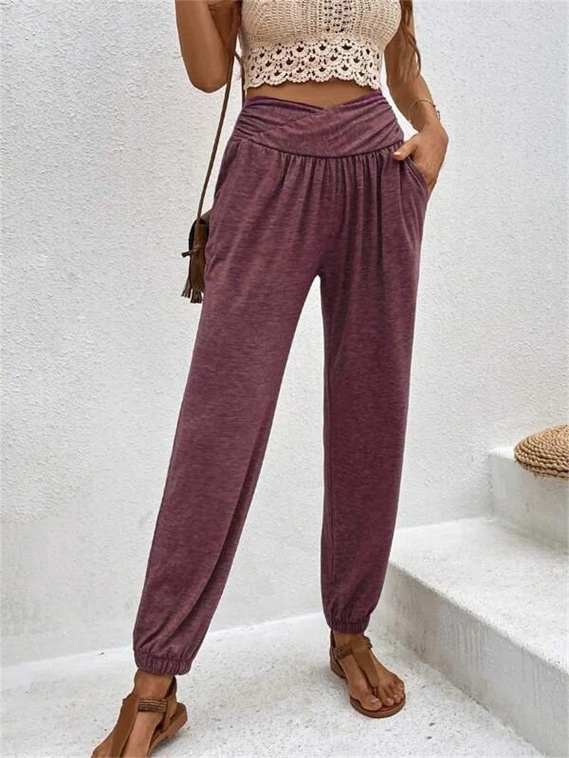 Women's Trousers Temperament Leisure Loose Pocket High Pants