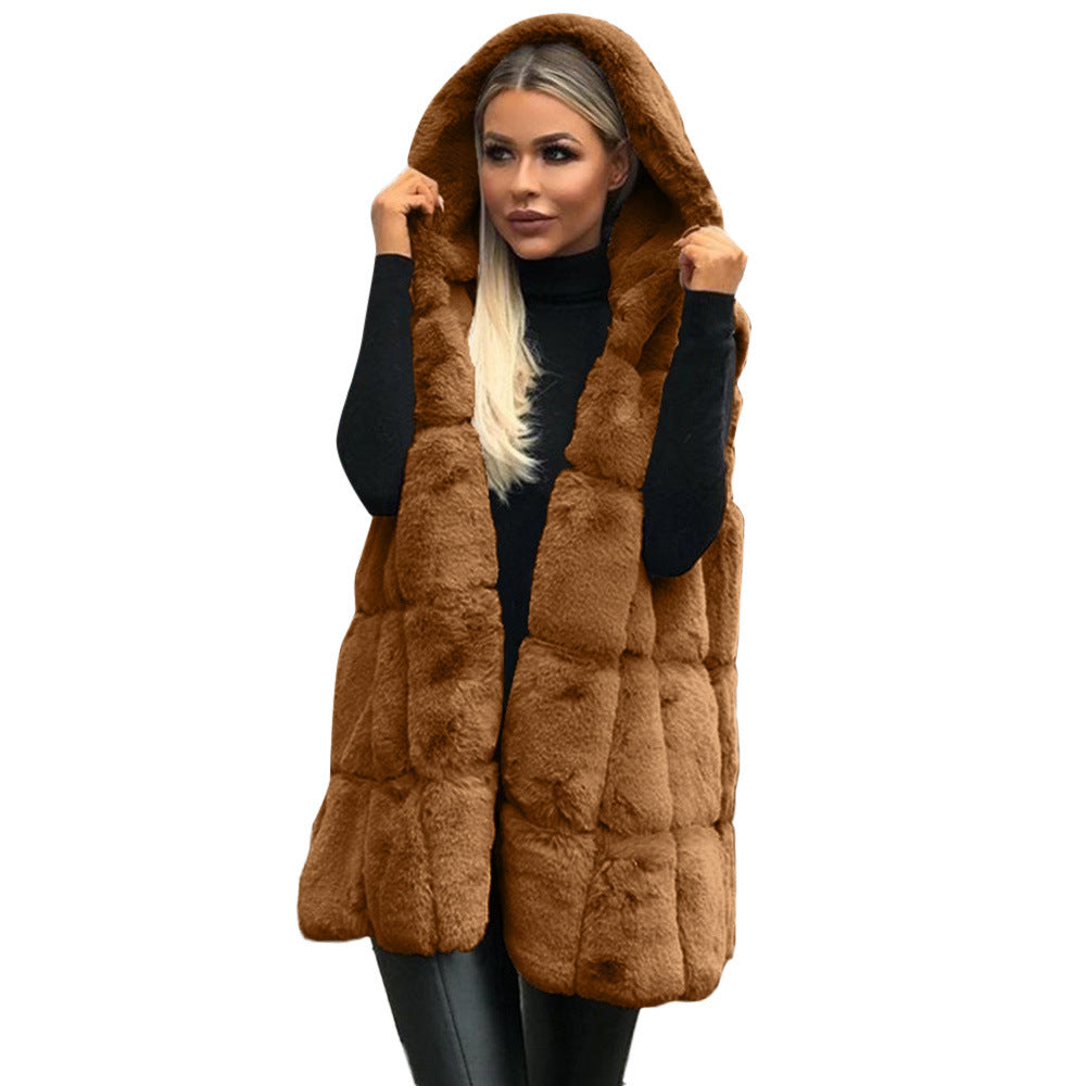 Women's Popular Imitation Fur Hooded Hot Coats