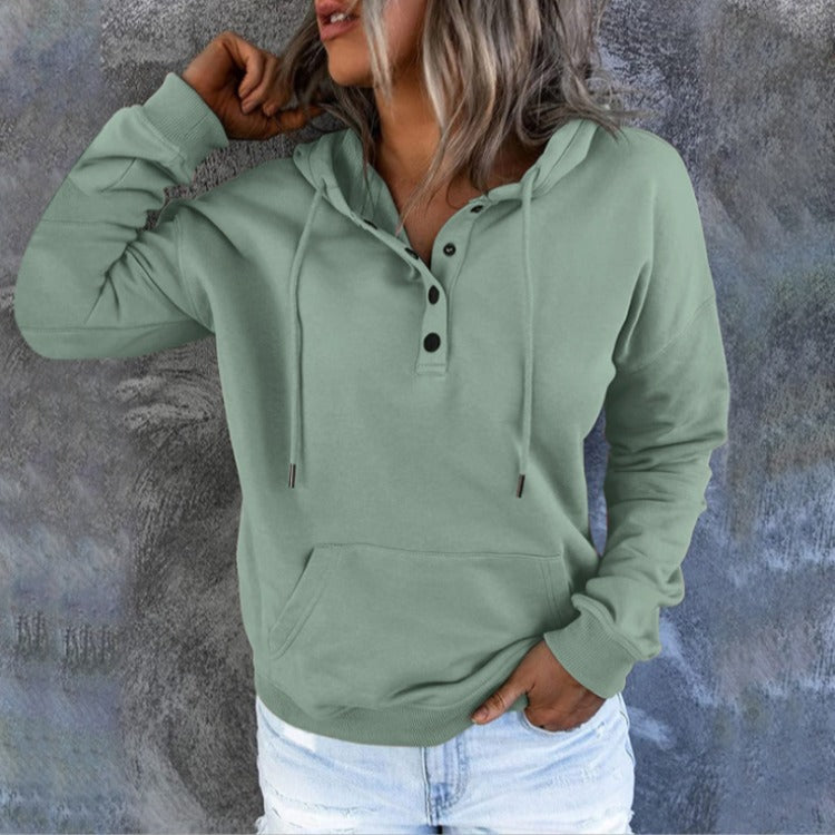 Women's Long Sleeve Loose Casual Hooded Drawstring Sweaters