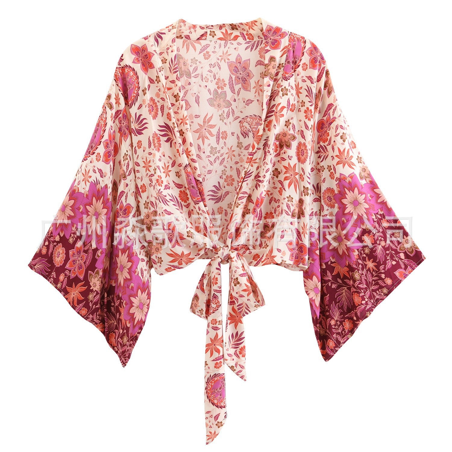 Fashion Print Collar Batwing Sleeve Bohemian Blouses