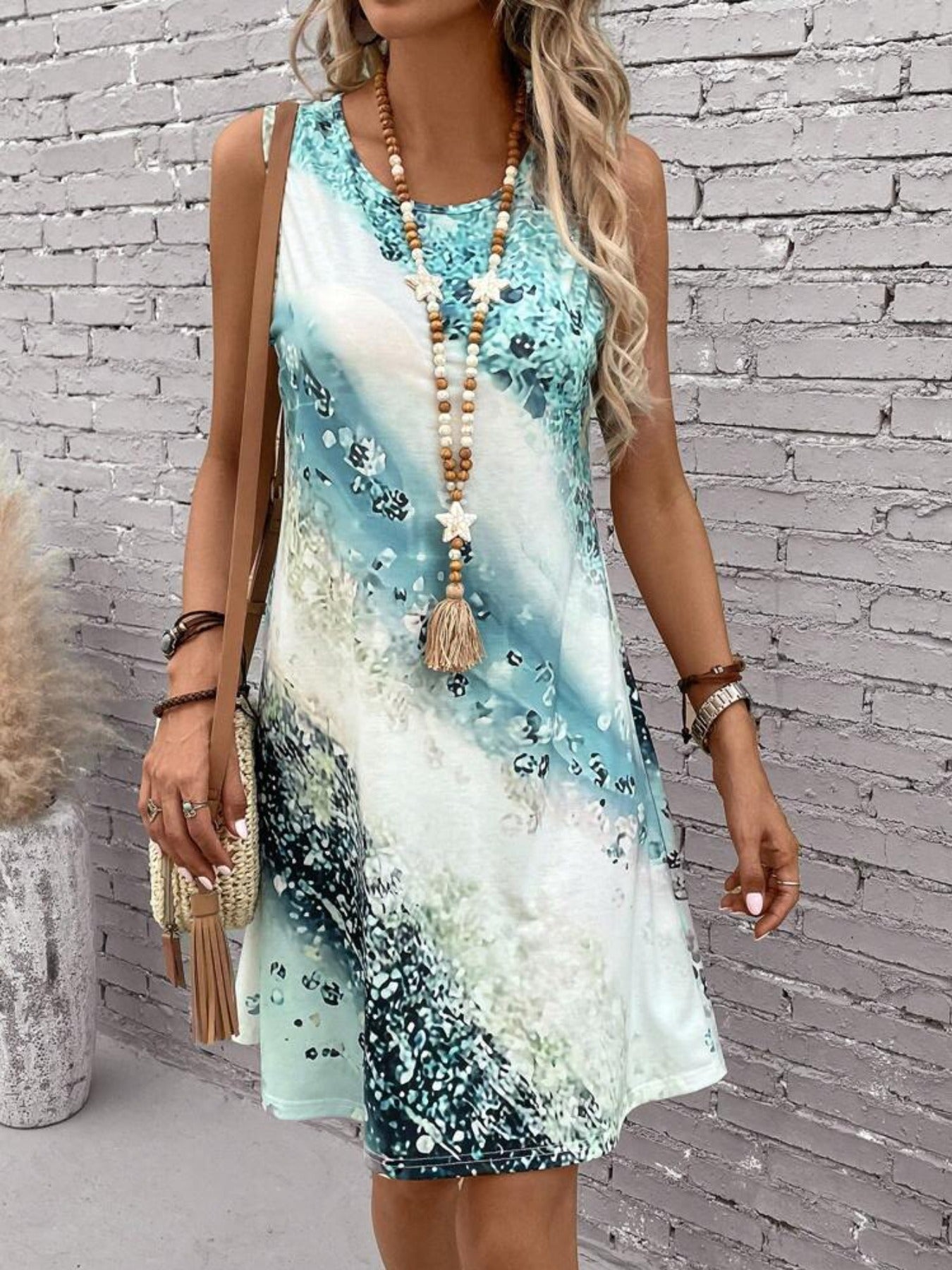 Women's Unique Printed Fashion Sleeveless Dress Dresses