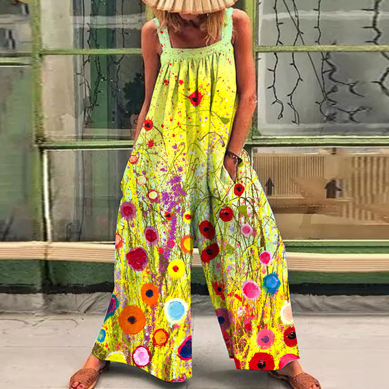 Women's Summer Large Printed Loose Wide Leg Pants