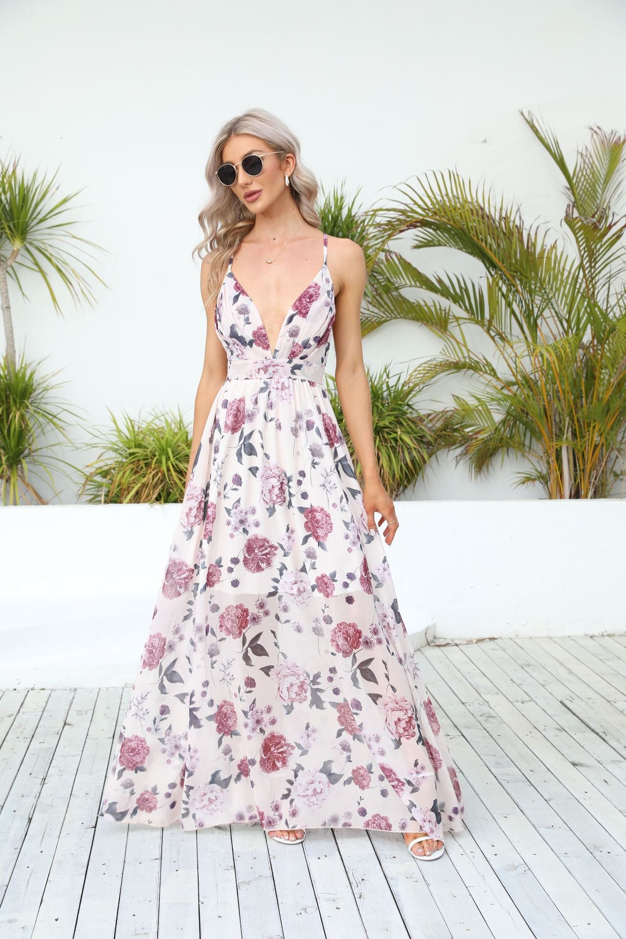 Women's Pink Printed Sexy Direct Wholesale High-end Dresses