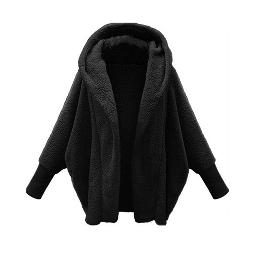 Women's Solid Color Long Sleeve Hooded Loose Coats