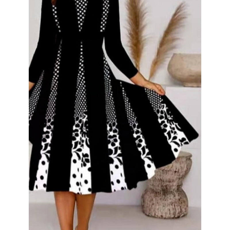 Women's Personalized Printed Round Neck Long Sleeve Dresses