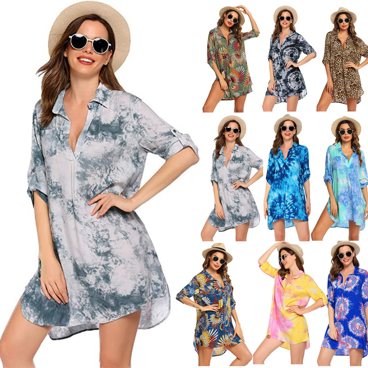 Women's Swimsuit Beach Cover Up Shirt Bikini Blouses