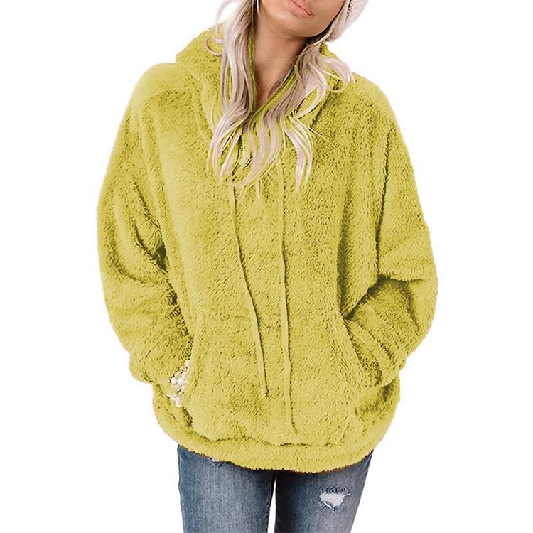 Women's Sleeve Hooded Solid Color Casual Loose Sweatshirt Jackets