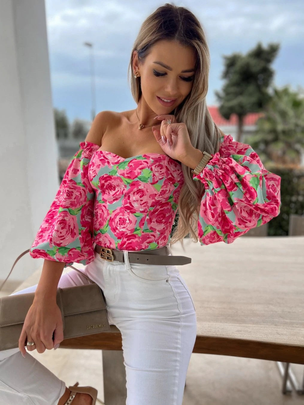 Classy Sexy Off-neck Off-shoulder Tube Printed Blouses