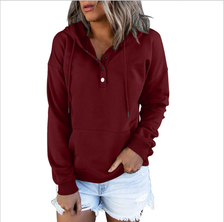 Women's Long Sleeve Loose Casual Hooded Drawstring Sweaters