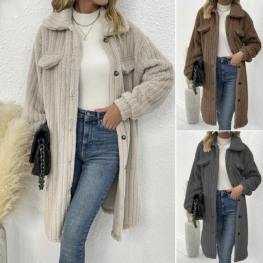 Women's Trendy Glamorous Fur Lapel Plush Coats