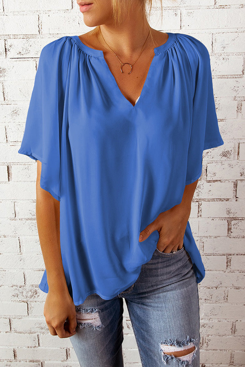 Women's Summer Loose-fitting Casual T-shirt Chiffon Shirt Blouses