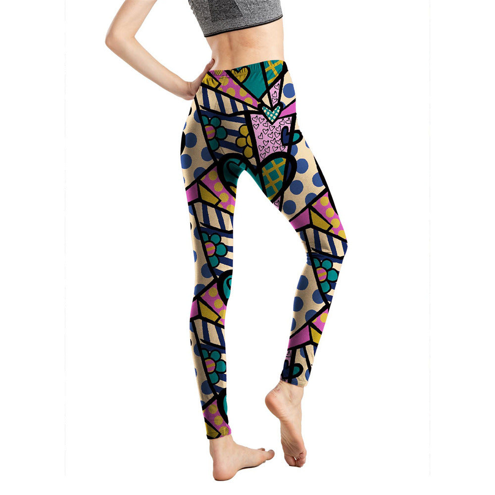 Women's Milk Silk Printed Abstract Letter Cropped Leggings