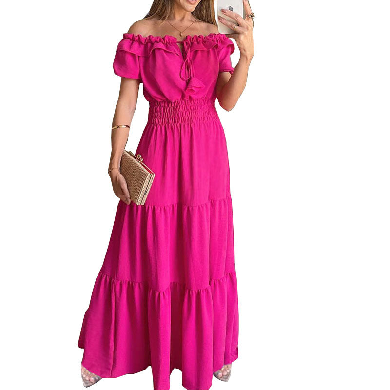 Women's Dress Fashion Elegant Ruffle Puff Sleeve Dresses