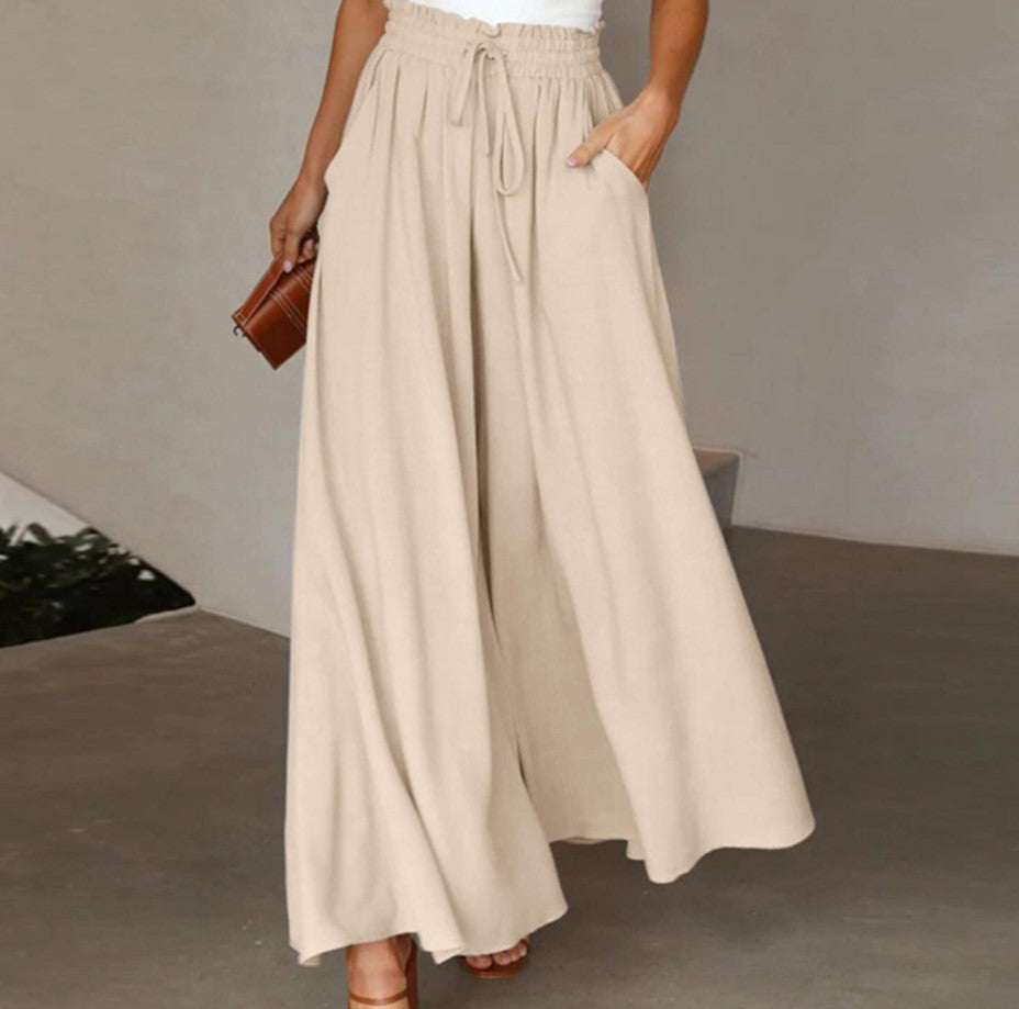 Women's Wide Leg High Waist Long Culottes Pants