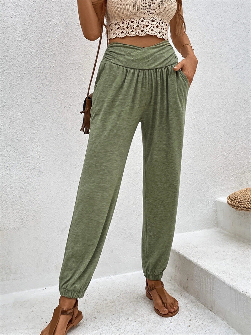 Women's Trousers Temperament Leisure Loose Pocket High Pants