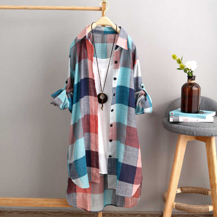 Women's Mid-length Large Loose Slimming Fashionable Plaid Coats