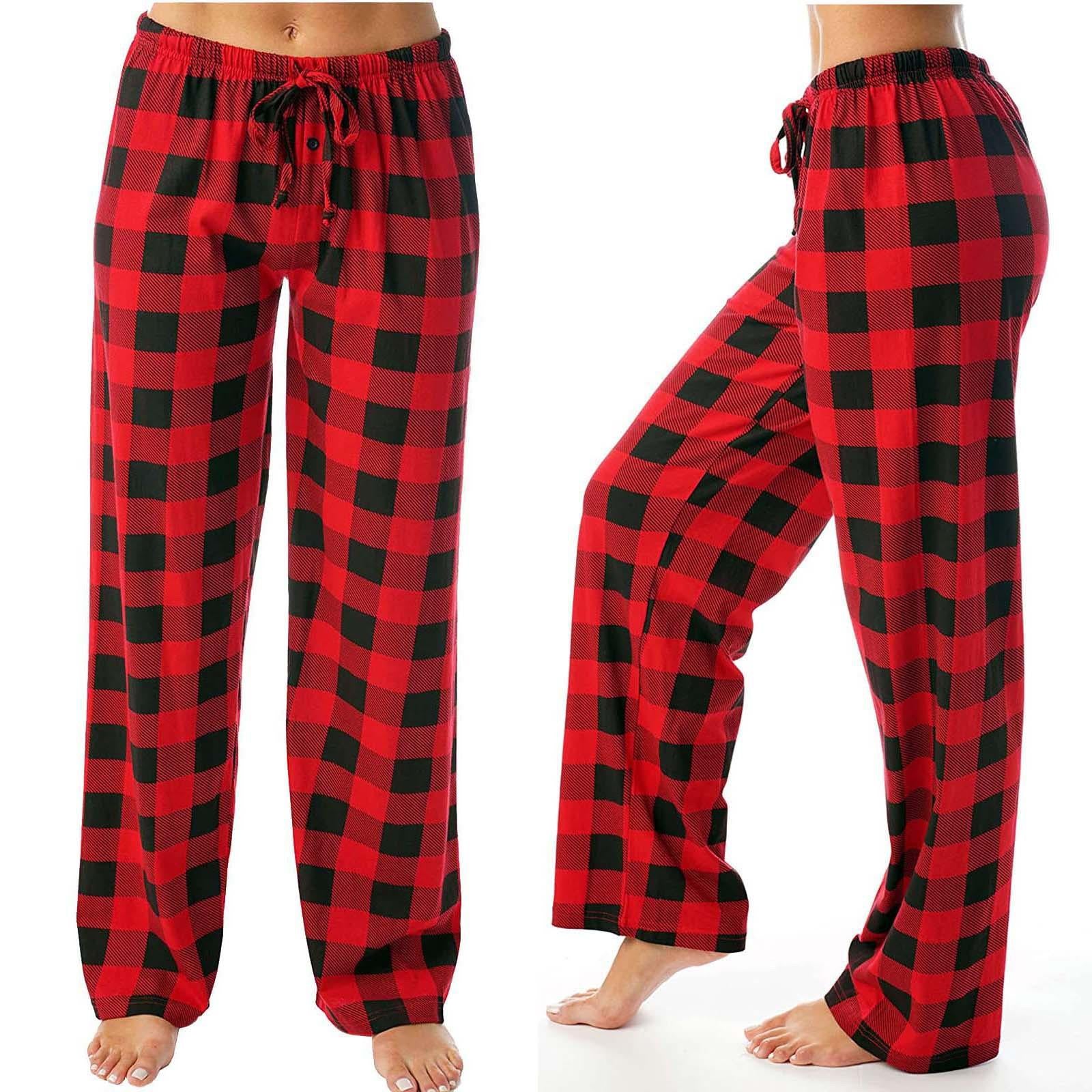 Women's Drawstring Plaid Printed Trousers Casual Pants