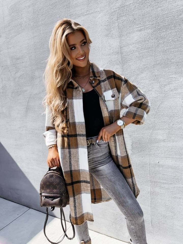 Cool Graceful Creative Autumn Elegant Plaid Coats