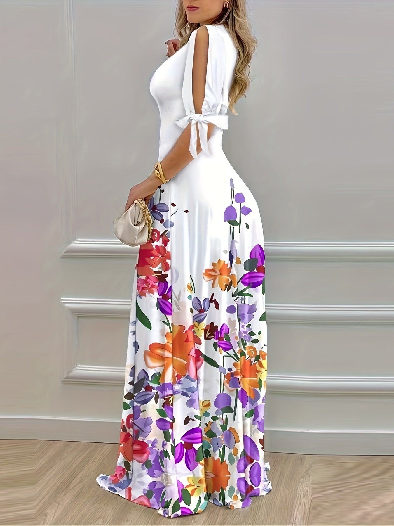 Printed Dress Elegant Sleeve Printing Large Dresses