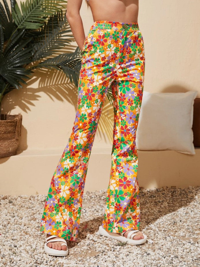 Women's Charming Summer Floral Sexy Bell-bottom Pants