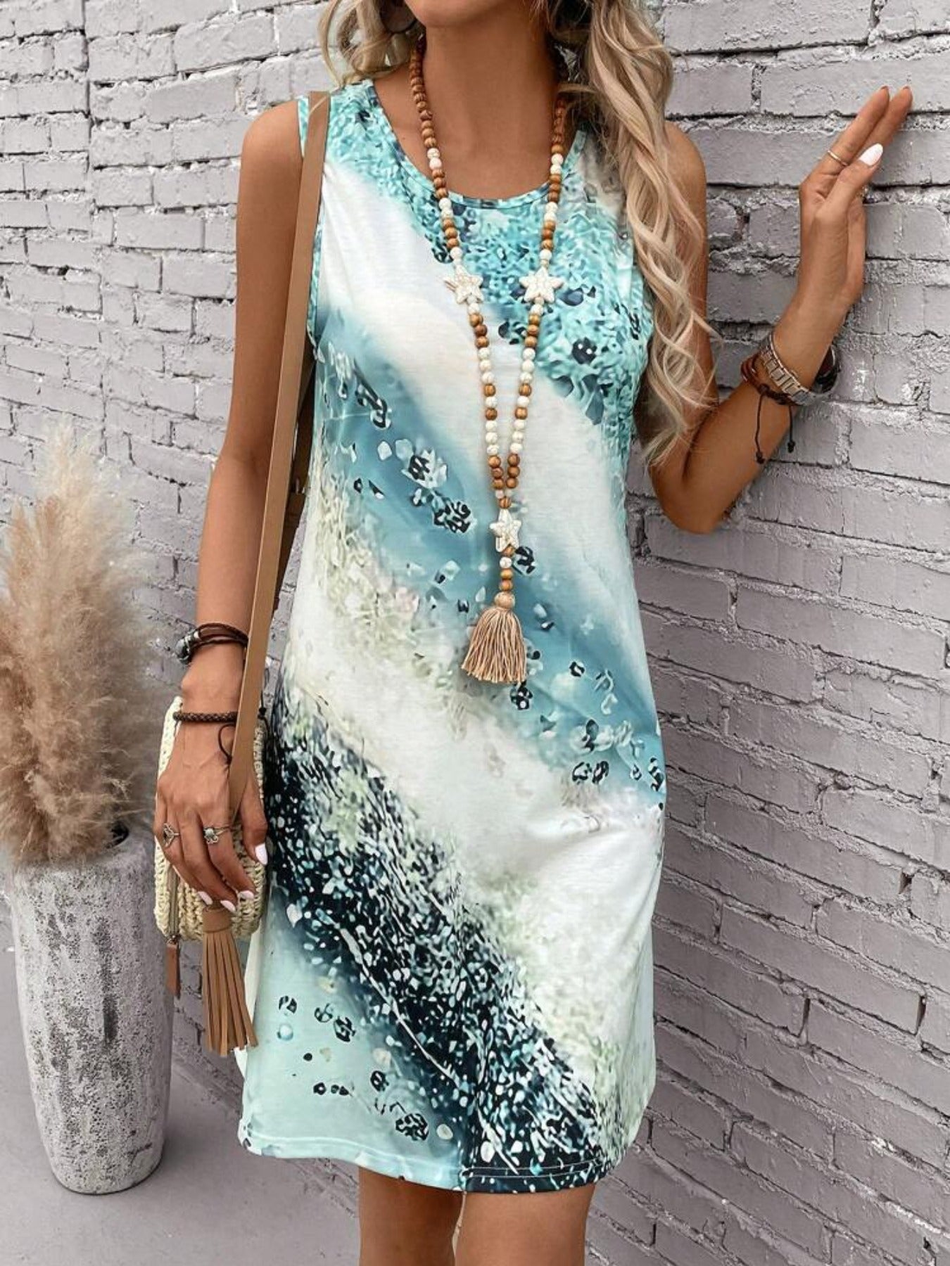 Women's Unique Printed Fashion Sleeveless Dress Dresses