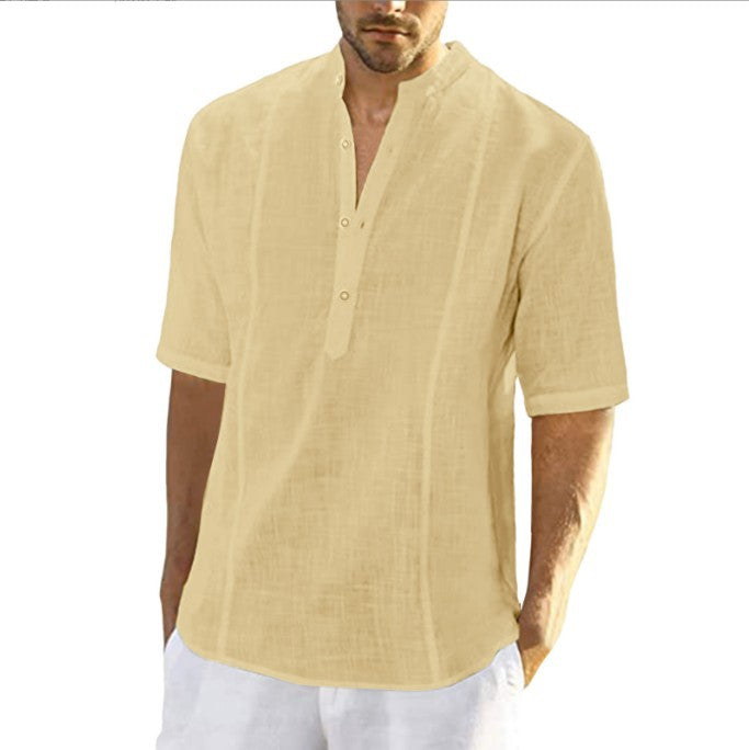 Men's Comfort Casual Linen Shirt Half Sleeve Clothing