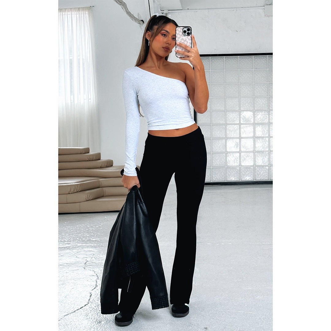 Fashion Solid Color Slim Slimming Low Pants