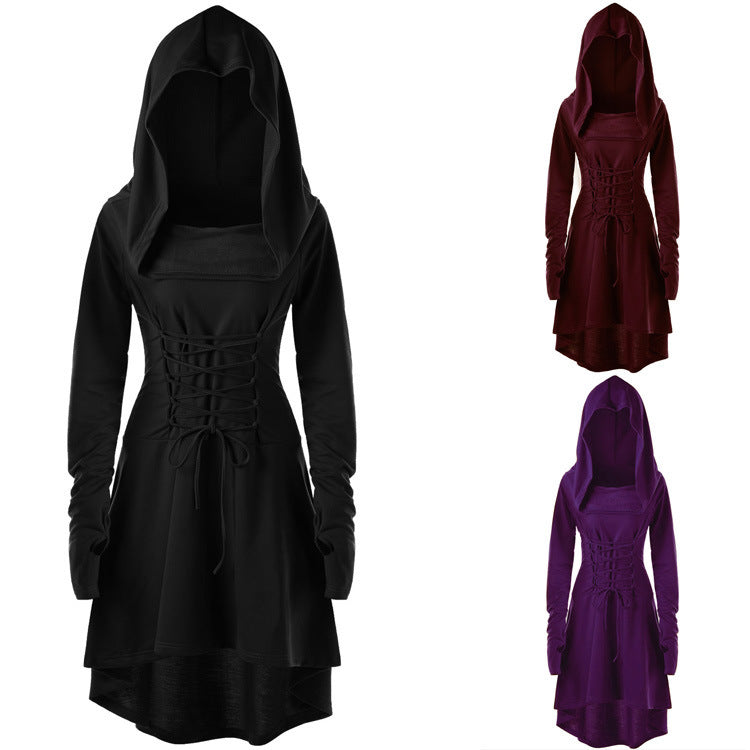 Women's Color Holiday Performance Long Sleeve Hooded Dresses