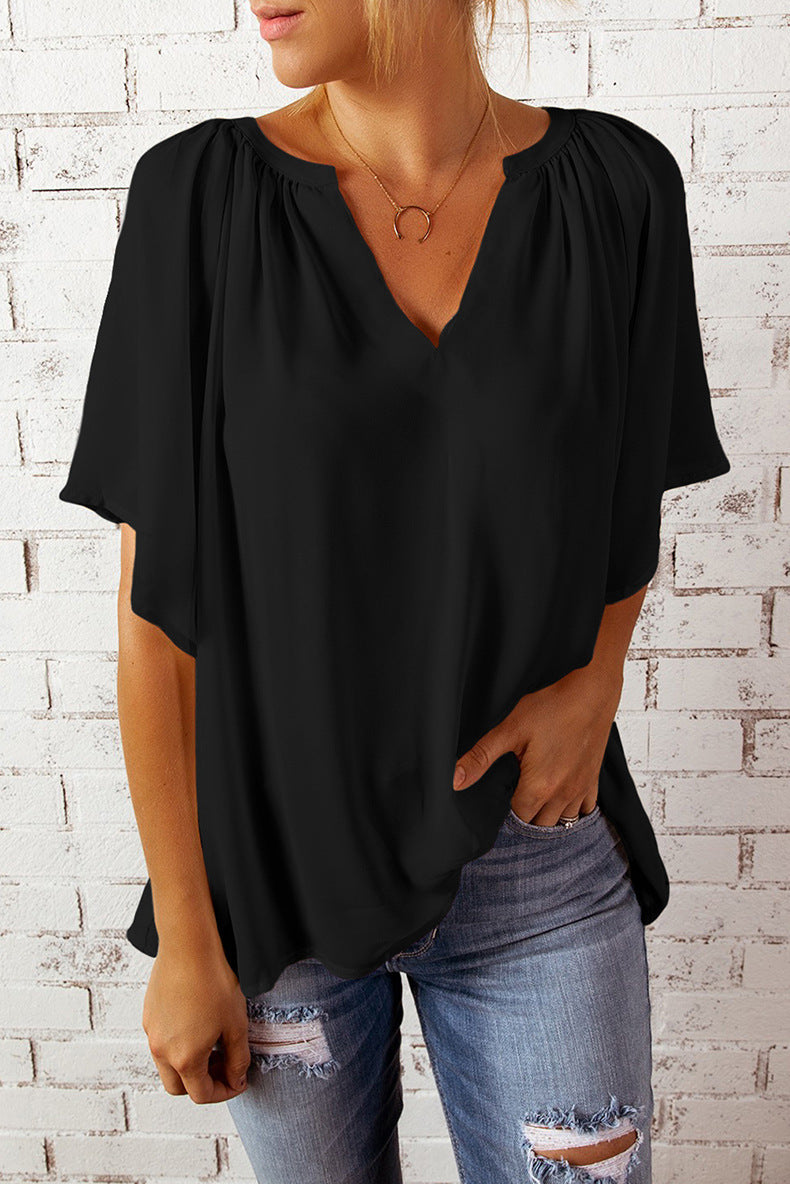 Women's Summer Loose-fitting Casual T-shirt Chiffon Shirt Blouses