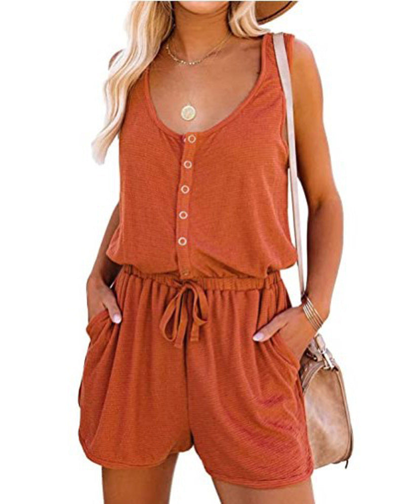 Women's Summer Sleeveless Waist-controlled Lace-up Loose-fitting Wide-leg Pants