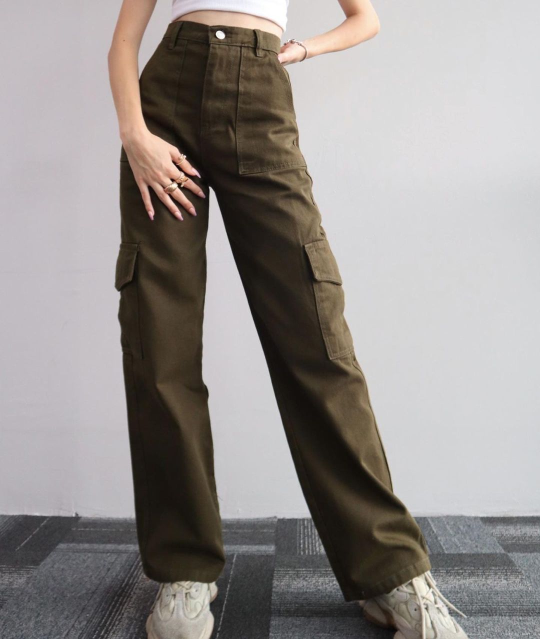 Casual Three-dimensional Pocket Trousers Tight Waist Pants