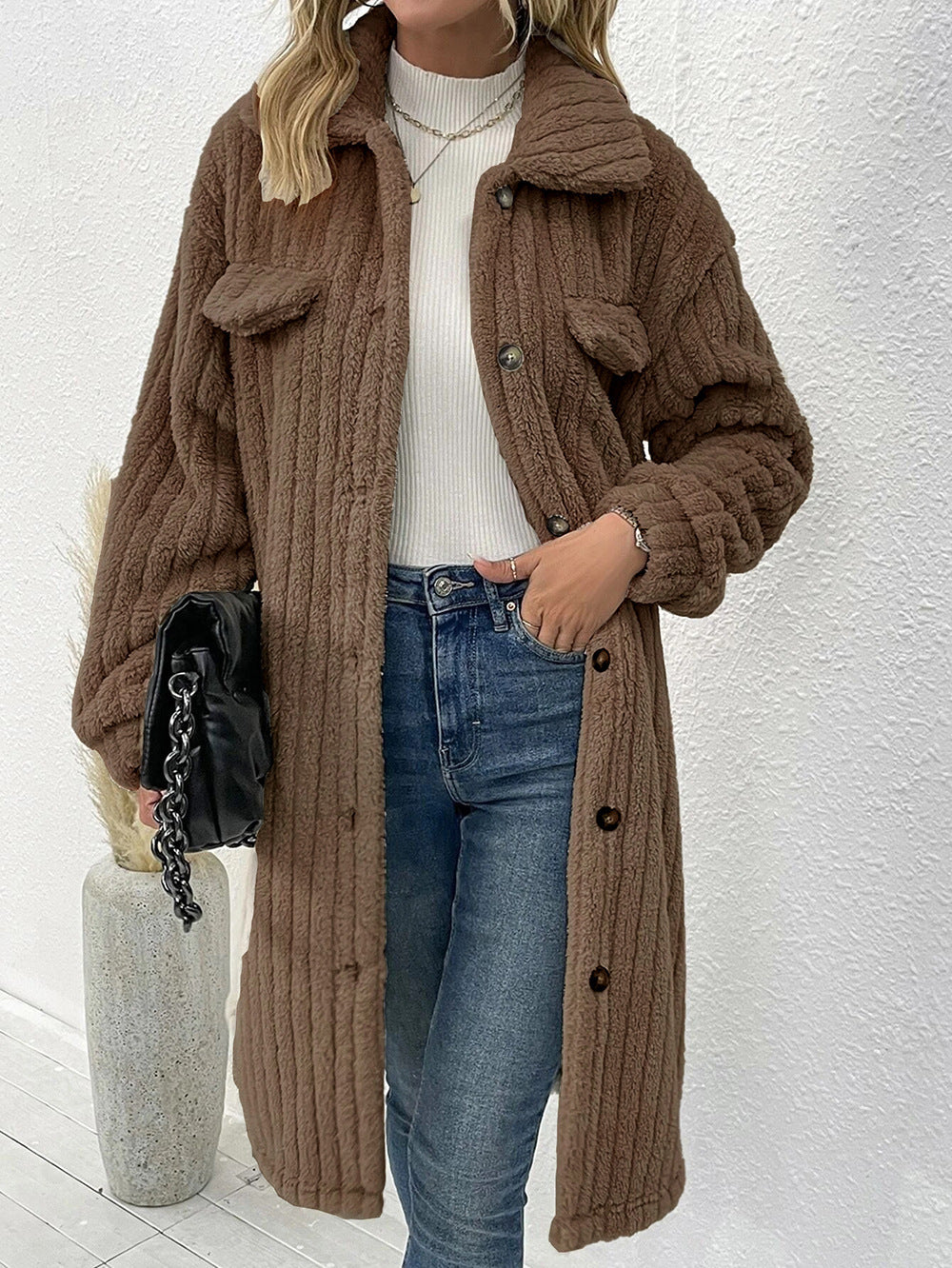 Women's Trendy Glamorous Fur Lapel Plush Coats