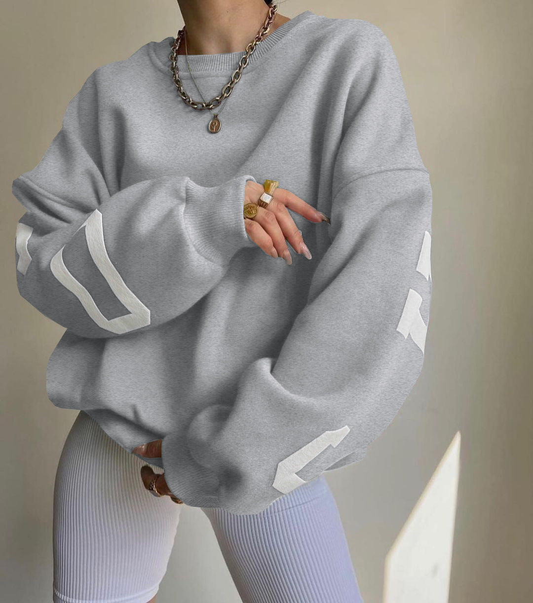 Women's Casual Fashion Printing Thickened Long-sleeved Sweaters