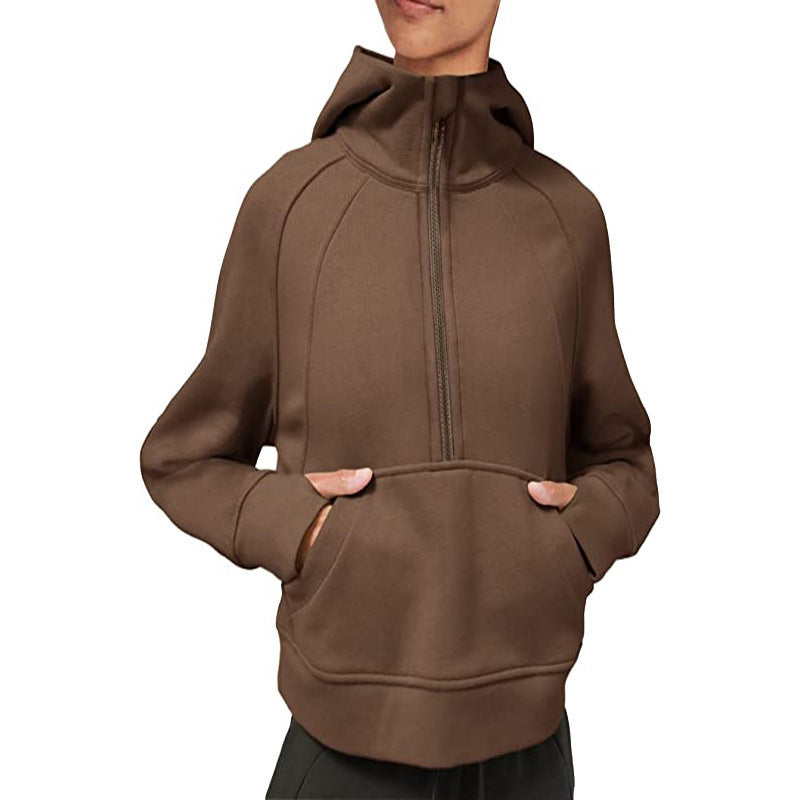 Hooded Pullover Solid Color Pocket Casual Sweaters