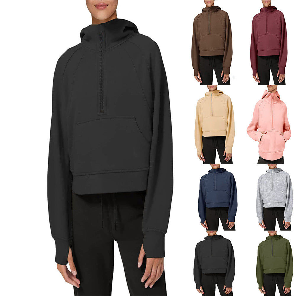 Hooded Pullover Solid Color Pocket Casual Sweaters