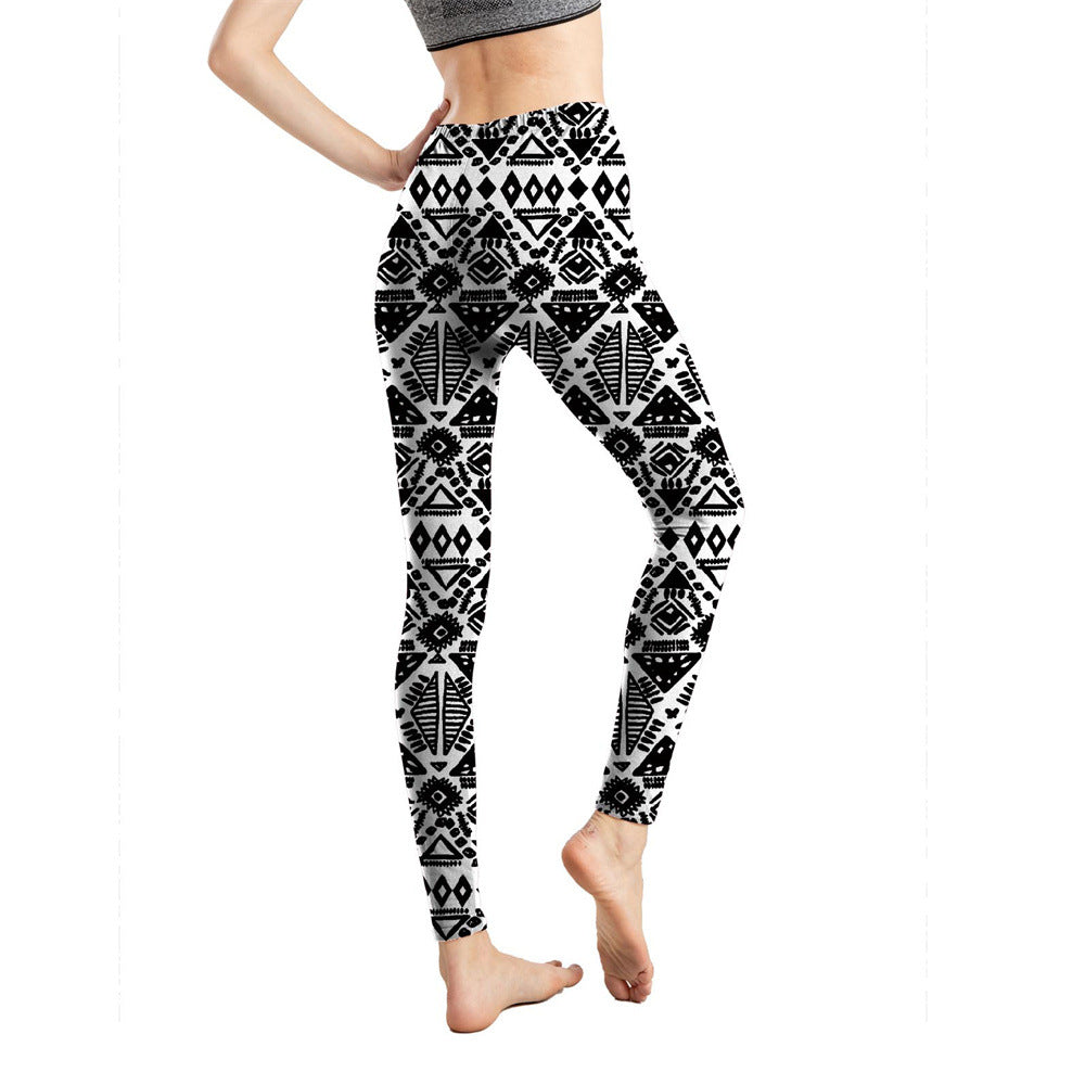 Women's Milk Silk Printed Abstract Letter Cropped Leggings