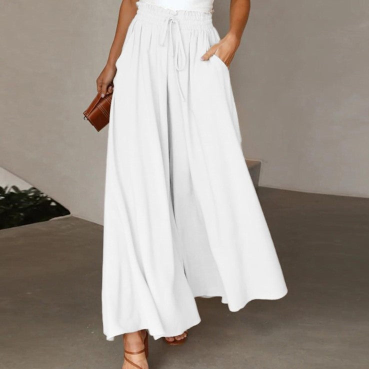 Women's Wide Leg High Waist Long Culottes Pants