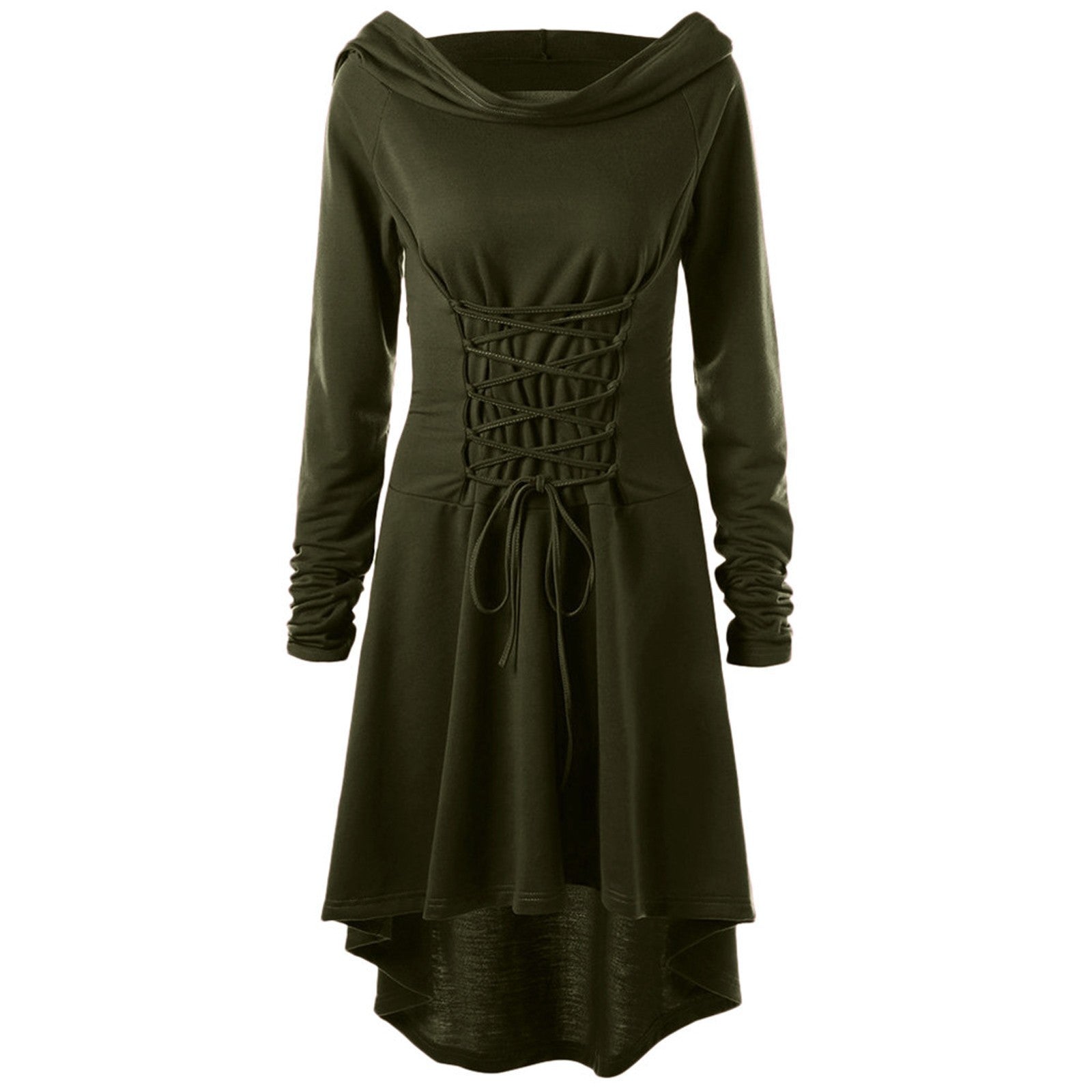 Women's Color Holiday Performance Long Sleeve Hooded Dresses