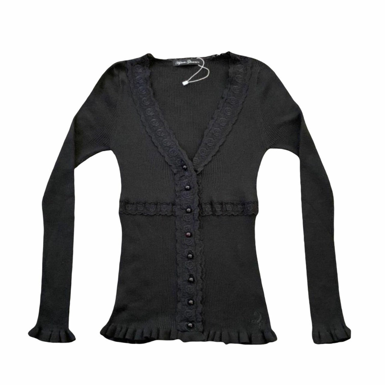 Low Collar Lace Access Control Vertical Sweaters
