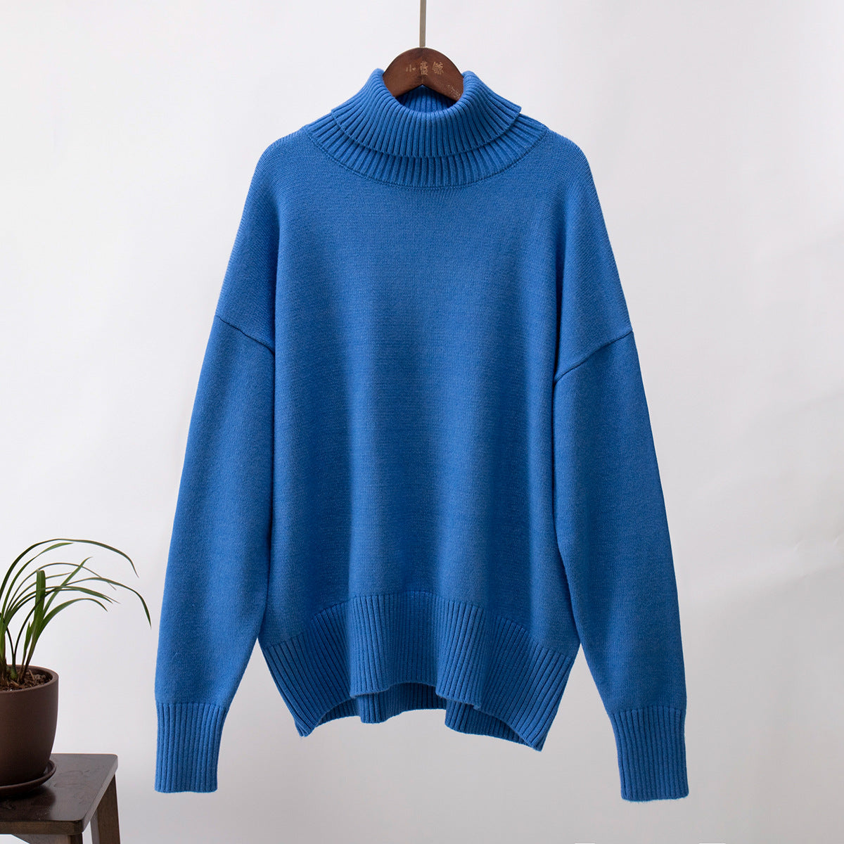 Women's Turtleneck Loose Classic Solid Color Pullover Sweaters