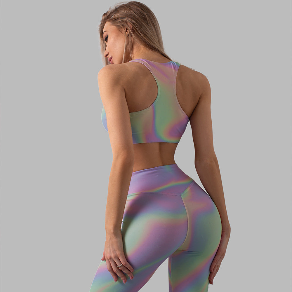 Pics Body Sports Rainbow Gradient Printing Yoga Hip Leggings