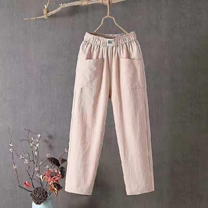 Women's Linen Summer Loose Slimming Straight Ankle-length Pants