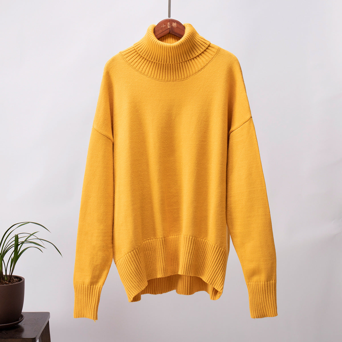 Women's Turtleneck Loose Classic Solid Color Pullover Sweaters