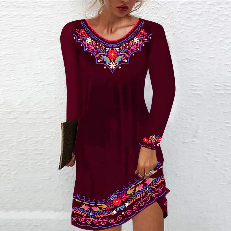 Summer Mid-waist Printed Urban Casual Short-sleeved Dresses